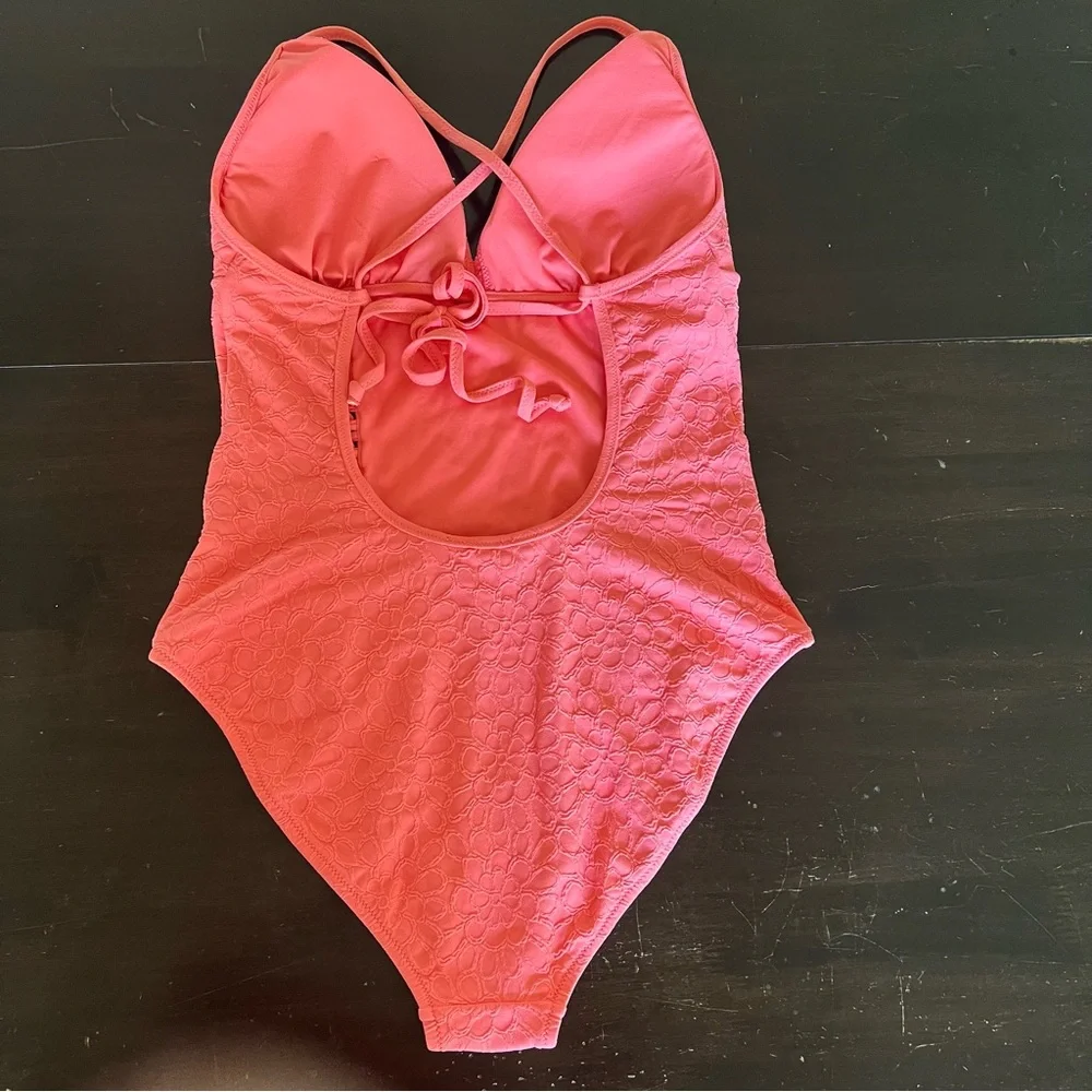 Jessica Simpson MELON Rose Bay 1 piece swimsuit adjustable straps removable pads
